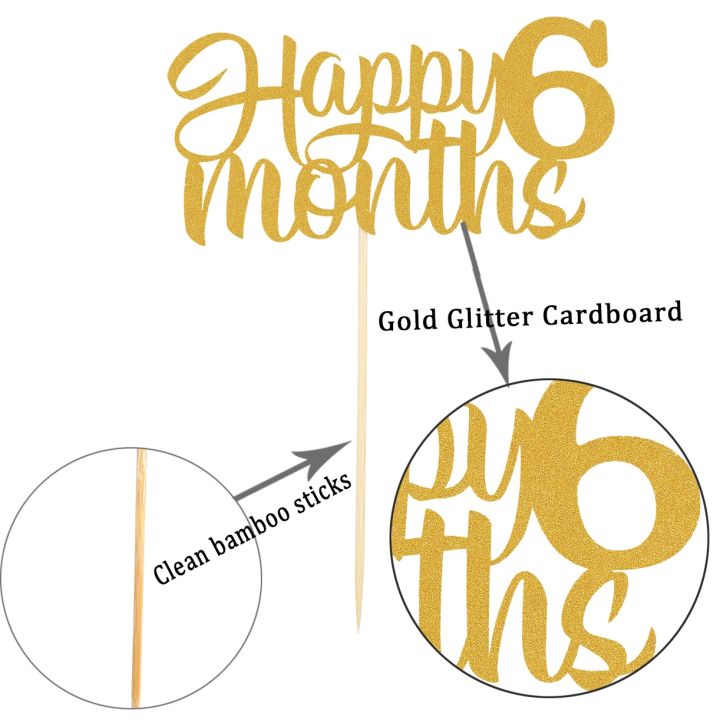 cw-half-way-to-3pcs-single-side-gold-glitter-1-2-to-one-6-months-half-boy-or-birthday