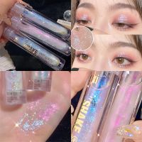 Glitter Highlighter Liquid Eye Shadow อายไลเนอร์ทนทานกันน้ำ Pearl Shiny Shake Liquid High Gloss Brighten Silkworm แต่งหน้า