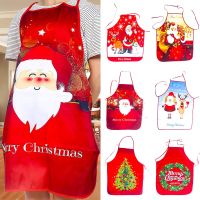 Merry Christmas Apron / Kitchen Funny Deer Snowman Printing Christmas Apron / Big Pocket Kitchen Baking Restaurant Bib Apron/ Christmas Decorations Fabric Print Apron