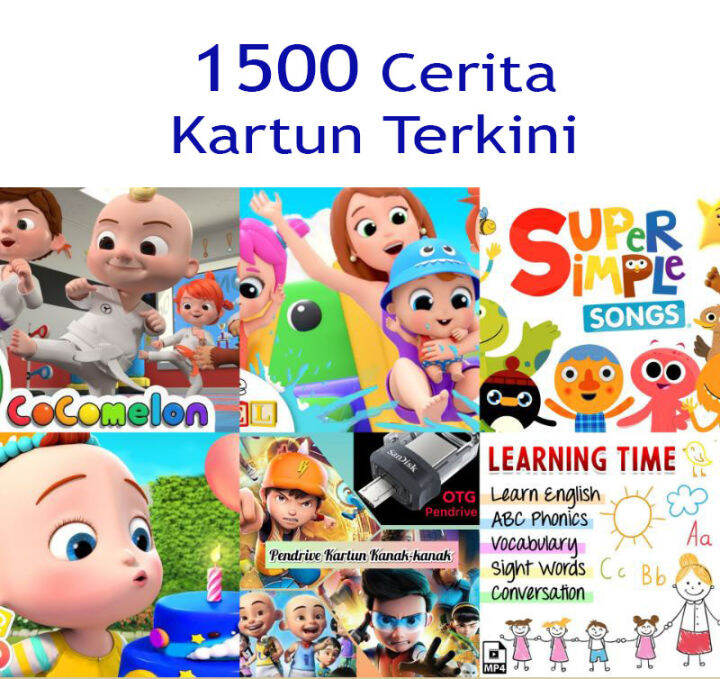 Pendrive Kartun 64GB Cerita Kartun kanak kanak dan Lagu Pembelajaran
