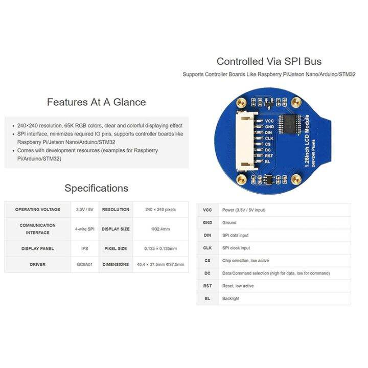 1-28inch-round-display-lcd-screen-module-gc9a01-spi-communication-rgb-65k-color-support-raspberry