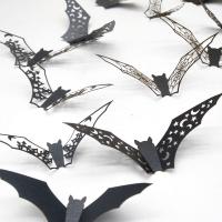 New 12Pcs Halloween 3D Hollow Bat Wall Stickers Black Bat Sticker Room Decor Party DIY Decals Halloween Horror Bats Removable