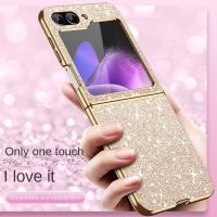 โทรศัพท์กากเพชรส่องแสงเป็นประกายวิบวับชุบหรูหราเคสสำหรับ Galaxy Z พลิก5 4 Flip5 Flip4 5กรัมฝาครอบป้องกันกันกระแทกพลาสติกแข็ง Dfdh