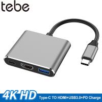 [HOT HAIXWLXKWW 589] Tebe Type C HUB USB C ไปยังตัวแยกที่เข้ากันได้3 IN 1 3.0อะแดปเตอร์ชาร์จสำหรับ MacBook