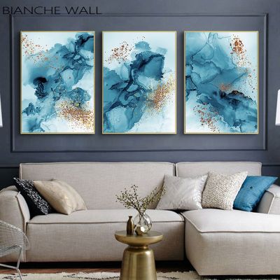 Watercolor Modern Abstract Ocean Wall Poster Nordic Canvas Print Painting Contemporary Art Decoration Picture Living Room Decor