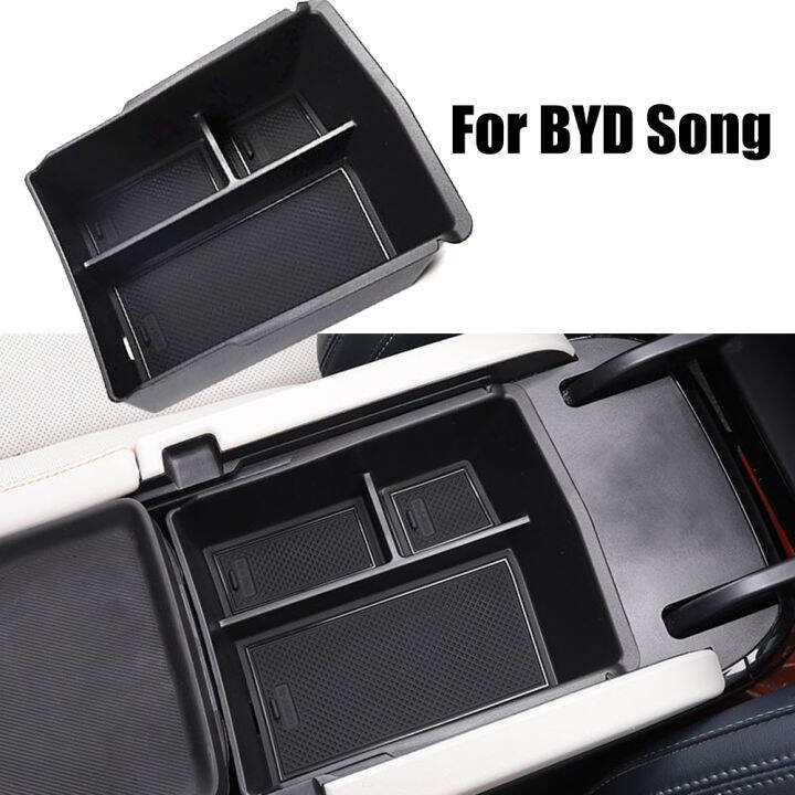 สำหรับ-byd-song-storage-ใช้งานง่ายใช้งานได้จริงติดตั้งอย่างรวดเร็ว1pc-abs-black-สำหรับ-byd-song-plusdmiev