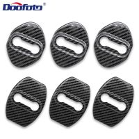 ﹍♕ 4pcs Car Door Lock Cover Carbon Fiber Decoration Accessories Protective Case Styling For Toyota land cruiser Honda Lexus Mazda