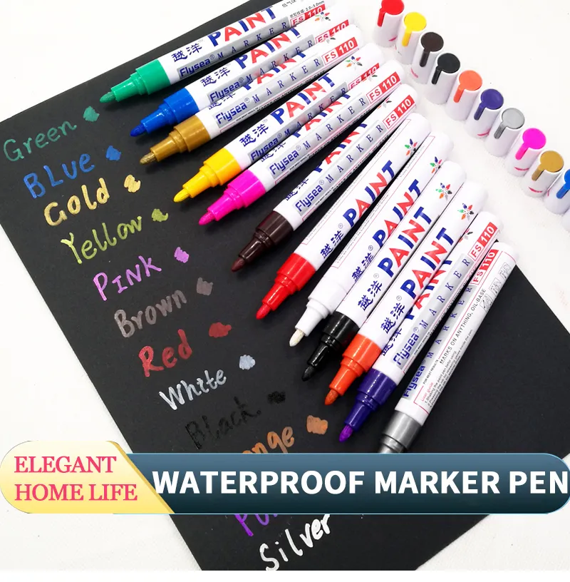 COD】Original Waterproof Marker Pen Steel Metal Color White Marker Paint  Pens Permanent Paint Markers for Rock Wood Metal Plastic Glass Canvas  Ceramic