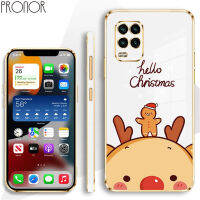 Soft Shockproof Case for Samsung J4 J6 Plus J7 Pro Prime M10S M02 M02S M10S M11 M12 Cartoon Cute Deer Gingerbread Man TPU Electroplating Square Drop-proof Protective Cover