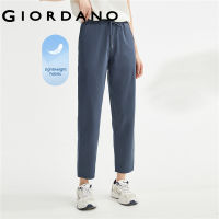 GIORDANO Women Pants Elastic Waist 100% Cotton Lightweight Pants Solid Color Ankle Length Simple Fashion Casual Pants 05423319