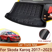 สำหรับ Skoda Karoq 2017 2018 2019 2020 2021 2022 2023อุปกรณ์เสริมพรมท้ายรถถาดปูพื้นตู้ดินสอเขียนขอบตากันน้ำสติกเกอร์พรม