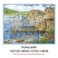 Drying Quilts Counted Cross Stitch Patterns Embroidery Kits With Threads Printed Canvas 11CT 14CT DIY Crafts Home Decor Painting