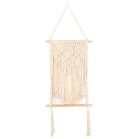 Macrame Wall Hanging Shelf, Plant Hanger for Home Decor - Hand Woven Rope Macrame Shelf for Small Plants Books