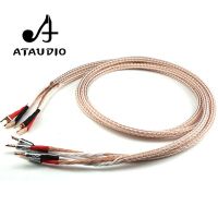 12TC Hifi Speaker Cable Pure Copper HIFI Speaker Wire with Banana Jacks to Spade Y Plugs