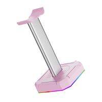 【Undine earphone】RGB Gaming Headphone Stands Gaming Headphone Standing Holder With 3 USB Ports Gaming Atmosphere Headsets Holder Rubber Base For