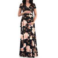 【DT】hot！ Maternity Floral Short-Sleeved Womens Pregnancy