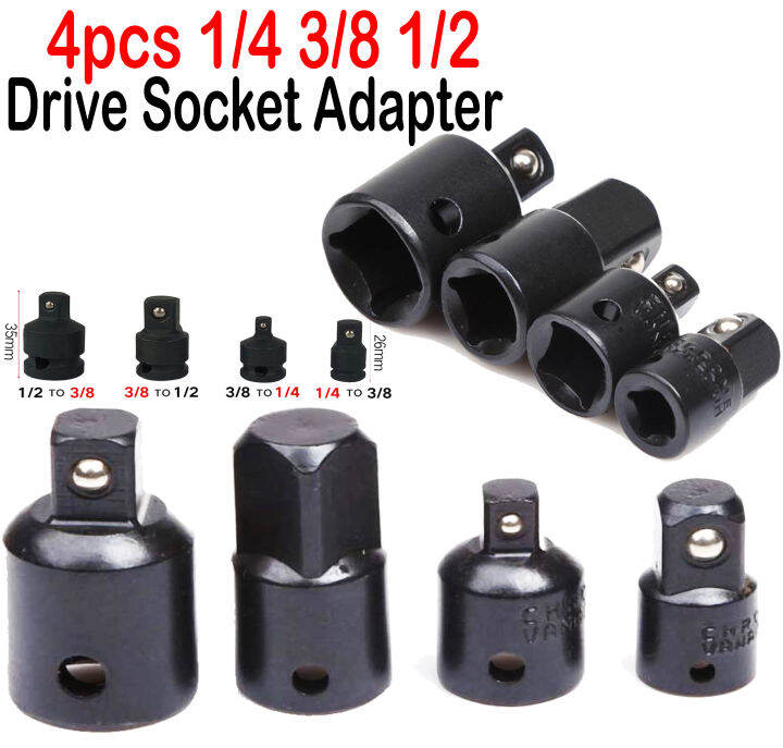 4pcs 1/4 3/8 1/2 Drive Socket Adapter Converter Reducer Air Impact