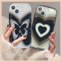 เคสสำหรับ Vivo หรู Y11 Y17 Y12 Y20 Y21 Y15 Y16 Y02 Y35 Y12i Y20i Y20S Y21A Y12S Y22 Y30 Y50 Y91C Y01 Y11s Y20A Y93 Y12A Y20G Y95ไล่ระดับสีมีโบว์ผีเสื้อหัวใจแห่งรักเคสย้อนยุคมันวาว