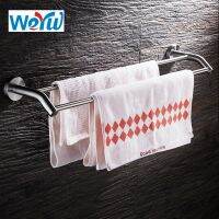 ▦✽ WEYUU 304 Stainless Steel Double Towel Bars Holder Wall Mounted 40/50/61cm Bathroom Accessories Towel Rack Wire drawing