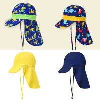 {Taiduobao} หมวกกันแดดสำหรับเด็กใส่กลางแจ้งชายหาดชายทะเลการ์ตูนเสื้อคลุมป้องกันหูคอป้องกันแสงแดดพร้อมเชือกกันลมอุปกรณ์ชายหาด