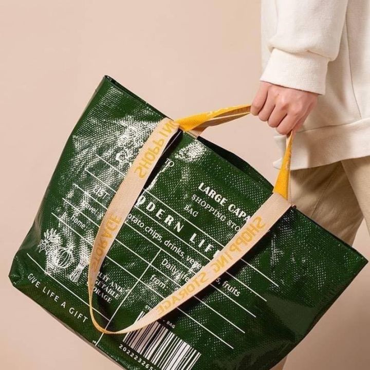 พร้อมส่ง-กระเป๋าช้อปปิ้ง-shopping-bag-ถุงช้อปปิ้ง-กระเป๋ากระสอบ-กระเป๋ากันน้ำ-กระเป๋าเกาหลี-กระเป๋า-กระเป๋าจ่ายตลาด