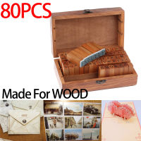 80Pcs Wooden Rubber Alphabet Letter Number Stamps Stamper Seal Set Capital Upper Lower Case DIY High Quality European-style Wedding Packaging Gifts Po