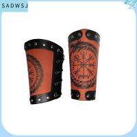 SADWSJ เครื่องหนังแท้ ยิงธนูแขนยาม สีดำสีน้ำตาล พังก์สไตล์ Viking Bracer อุปกรณ์เสริมกีฬา ถุงมือกันร้อน สายรัดนิรภัย ชายหญิง