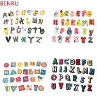 BENRU 26PCS งานฝีมือ เย็บปักถักร้อย เตารีด ตัดเย็บเสื้อผ้า แพทช์ตัวอักษร สติ๊กเกอร์เสื้อผ้า แพทช์ตัวอักษร