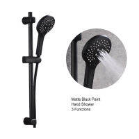 G1/2in 3 ฟังก์ชั่นปุ่มประเภท Matte Black ห้องอาบน้ำ หัวฝักบัวมือถือ Hand Shower Sprayer