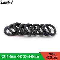 ♠ 5pcs NBR O Ring Seal Gasket Thickness CS 6mm OD 30 300mm Nitrile Butadiene Rubber Spacer Oil Resistance Washer Round Shape Black