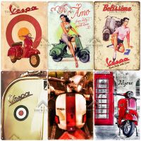 Vespa Retro Tin Sign Garage Metal Sign Plaque Metal Vintage Motorcycle Culb Room Decoration Wall Decor Shabby Chic  Plate