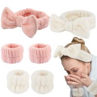 【YF】 Wash Face Headbands For Women Coral Fleece Cuff Waterproof  Absorbent Wristbands Head Band Hair Accessories Set