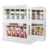 【cw】Double Layer Kitchen Spice Organizer Rack Multi-Function Rotating Storage Shelf Slide Kitchen Cabinet Cupboard Kitchen Storage