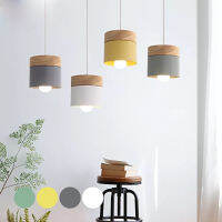 Pendant Light Nordic Led Minimalist Wooden Iron Hanging Lighting Bedside Creative Restaurant Study Bar Macarons E27 Gray Lamps