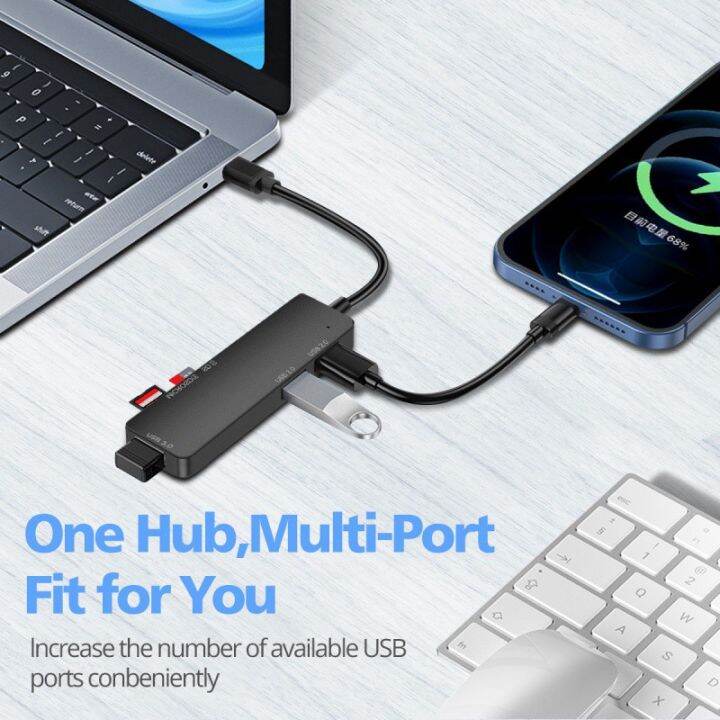 ankndo-5-in-1-usb-c-hub-adapter-สำหรับ-อุปกรณ์เสริม-type-c-ถึง-usb-3-0-2-0-splitter-tf-sd-card-reader-แล็ปท็อป-dock-station