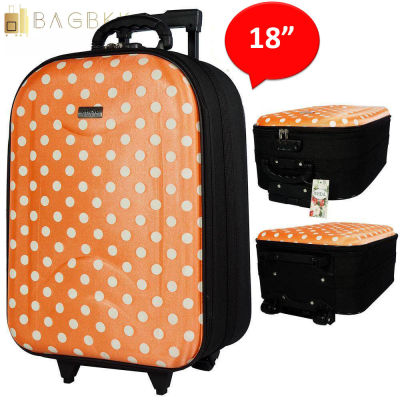 BAG BKK Luggage Wheal กระเป๋าเดินทาง ลายจุด (*สินค้ามีจำนวนจำกัด*) กระเป๋าล้อลากหน้าโฟมขนาด 18 นิ้ว รหัสล๊อค Code F7703-18Dot