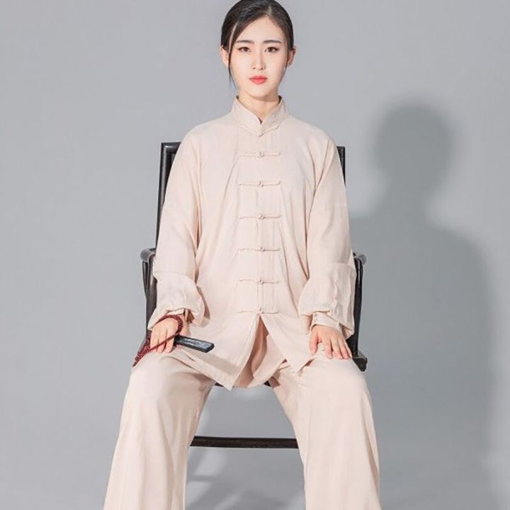 ชุดจีนโบราณ-ushine-มี6สีแขนยาววูซูไทชิชายชุดกังฟูยูนิฟอร์มไทเก็กหญิงชุดออกกำลังกาย