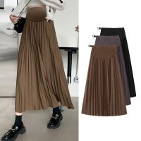 【DT】hot！ 2023 Pleated Thick Warm Maternity Skirts Elastic Waist Belly for Pregnancy vestidos