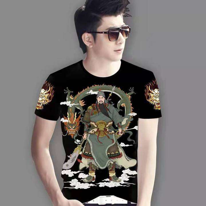 เสื้อยืดแขนสั้นผู้ชาย-eilen-เสื้อฐานคอกลมเสื้อยืดแขนสั้นพิมพ์ลาย3d-ผ้าไหมผู้ชายแฟชั่น