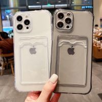 Transparent Card Holder Phone Case For iphone 11 12 13 14 Pro Max X XS Max XR 7 8 Plus Photo Pocket Shockproof Silicone Cover