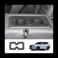 huawe For Mitsubishi Outlander 2022 2023 Car Interior Carbon Fiber Rear Back Seat Water Cup Holder Panel Decoration Trim Frame