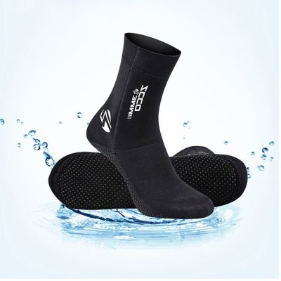 รองเท้าบูทกันลื่นว่ายน้ำถุงเท้าดำน้ำนีโอพรีน3มม. รองเท้าชายหาดรองเท้าเว็ตสูทให้ความอบอุ่นสำหรับทุกเพศสำหรับการเล่นเซิร์ฟใต้น้ำ