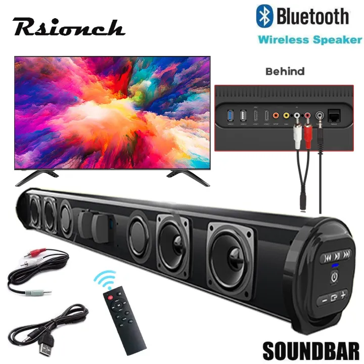 Powerful Portable TV Sound Bar Speakers Wired & Wireless Bluetooth Home