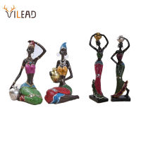 VILEAD 19cm 22cm Resin Ethnic Style African Beauty Figurines Creative Vintage Interior Decoration Crafts Ornaments For Home Gift