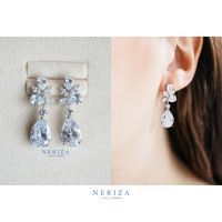 Neriza Jewelry/ต่างหูเพชรระย้า เกรดพรีเมี่ยมประกายไฟเทียบเท่าเพชรแท้ รหัส NE047 จัดส่งฟรีพร้อมกล่อง