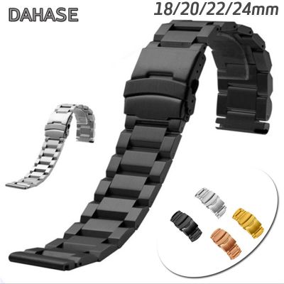 trapezoid Link Replacement Stainless Steel Watch Band 18mm 20mm 22mm 24mm Solid Metal Watch Strap Wrist Watchband Bracelet Straps