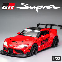 1/22 TOYOTA GR SUPRA TRACK RACING EDITION พร้อมเสียงและไฟจำลองยานพาหนะหล่อตายรถบัสของเล่นประตูหล่อโมเดลรถอัลลอยเปิดใช้งานประตูโลหะขนาดเล็กดึงกลับด้านของขวัญของตกแต่งคอลเลกชัน