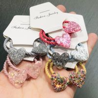 ✈◊ 2Pcs/set Heart-shaped Hair Accessories Children Rubber Bands Scrunchies Elastic Hair Bands Girls Headband Decorations Ties