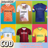 【สต็อกพร้อม + COD 】2022เสื้อฟุตบอลฟุตบอลโลกฝรั่งเศสสเปนกาตาร์อาร์เจนตินาเสื้อแขนสั้นพัดลมเชียร์เสื้อยืด