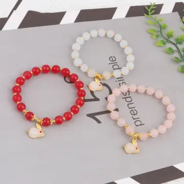 Chinese Zodiac Rabbit Nafu Bracelet Auspicious Lucky Jade Bunny Figurine  Pendant Bracelets Ladies Hand Chain Jewelry Accessories